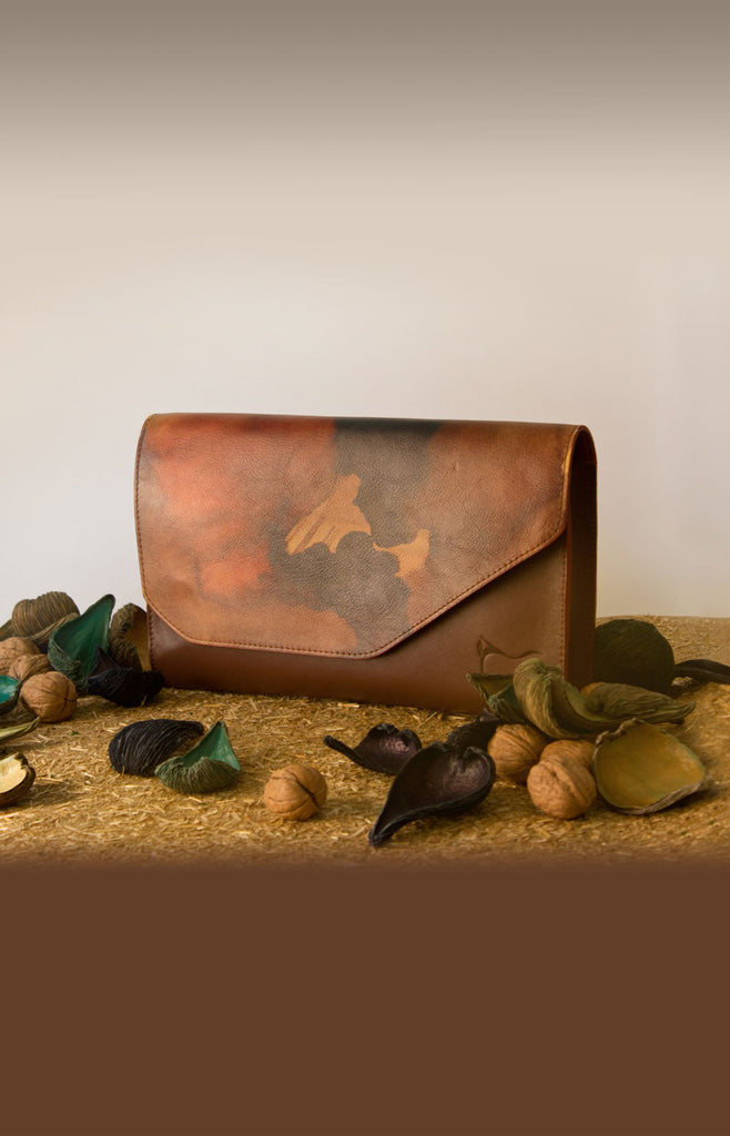 Luxury leather handbag brown